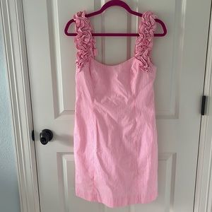 Pink seersuckers pink striped Lilly Pulitzer Women's Dress (size: 6)